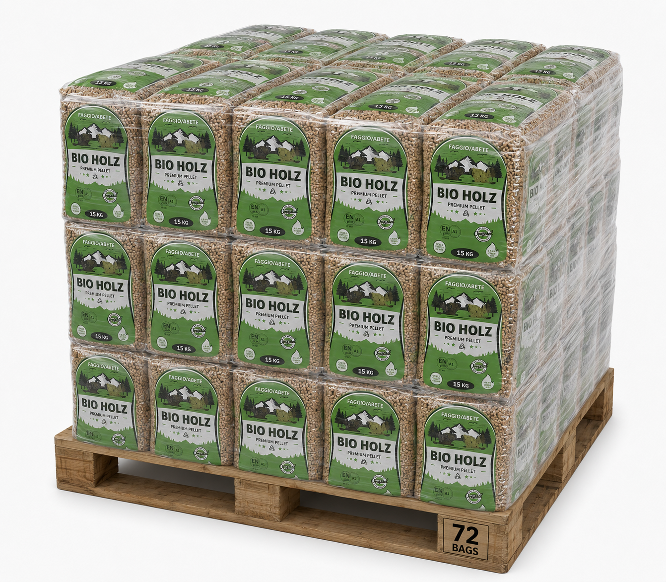 Pellet Bio Holz Premium ENplus A1 Abete e Faggio Bancale 72 Sacchi da 15 kg - immagine 2