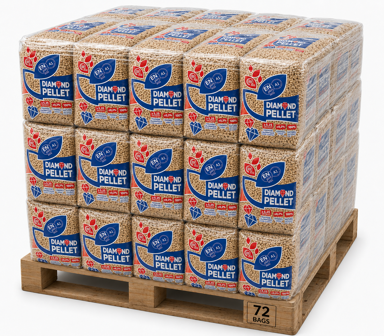 Pellet Diamond ENplus A1 100% Abete Bancale 72 Sacchi da 15 kg Cenere 0,3% - immagine 2