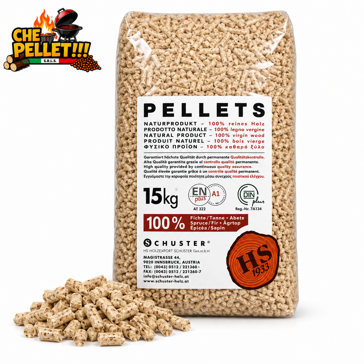 Pellet Schuster ENplus A1 100% Abete Bancale 70 Sacchi da 15 kg