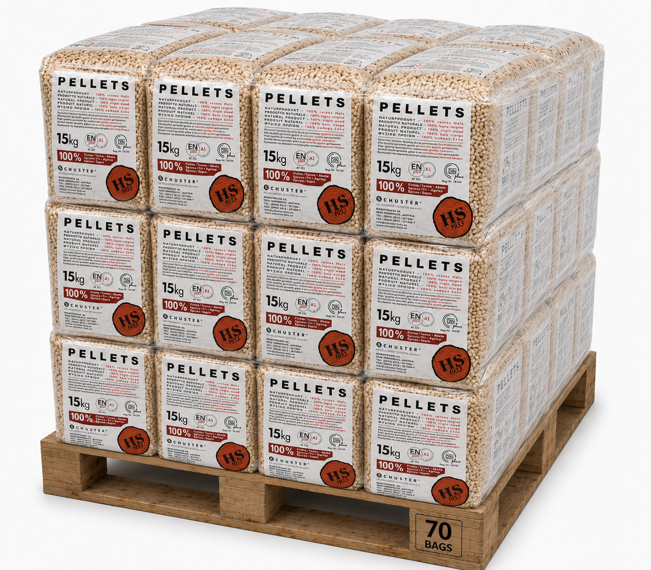 Pellet Schuster ENplus A1 100% Abete Bancale 70 Sacchi da 15 kg - immagine 2